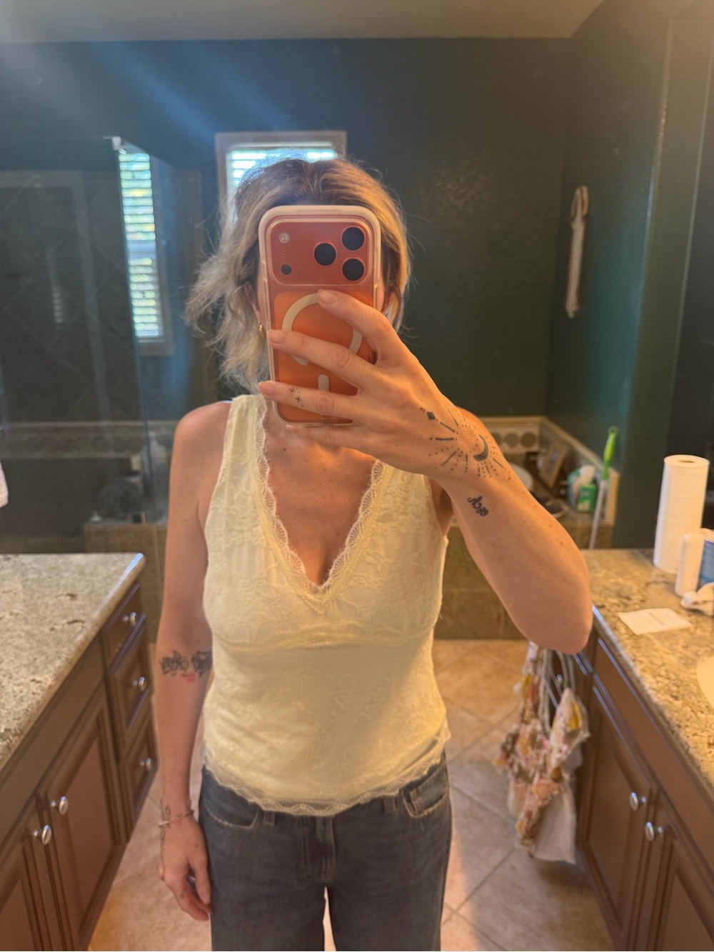 Princess Polly Pale Yellow Lace-Trim V-Neck Cami